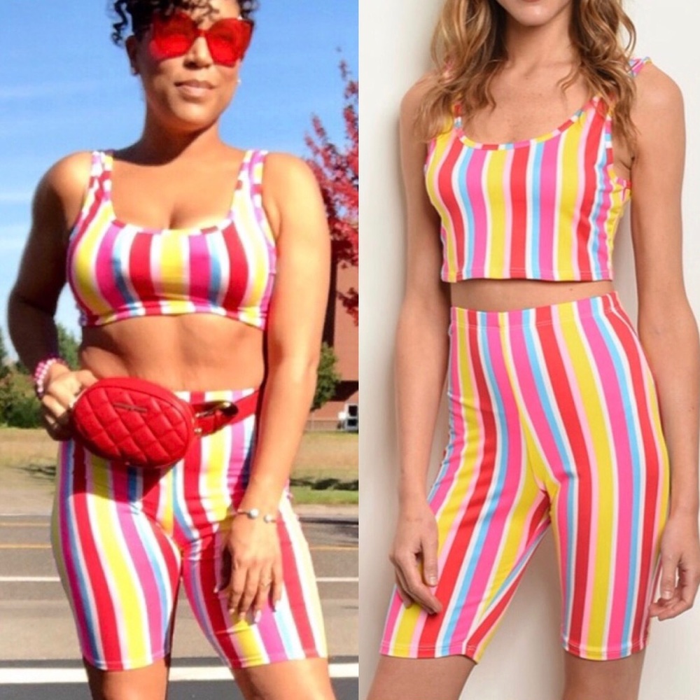 Sleeveless striped top and biker shorts set, NEW! - Picture 8 of 8